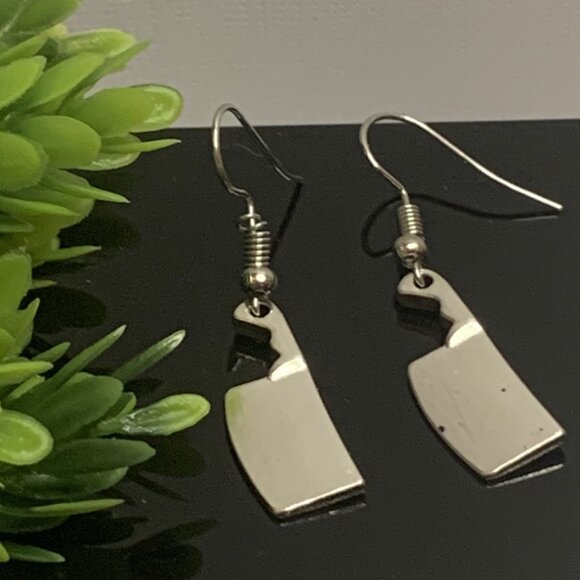 Cleaver Earring, Knife Earring, Cooking Earring, Chef Earring, Halloween Earring - Picture 3 of 6